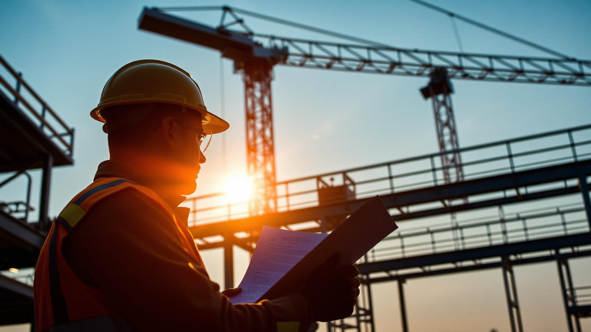 JS Contracting construction site at golden hour